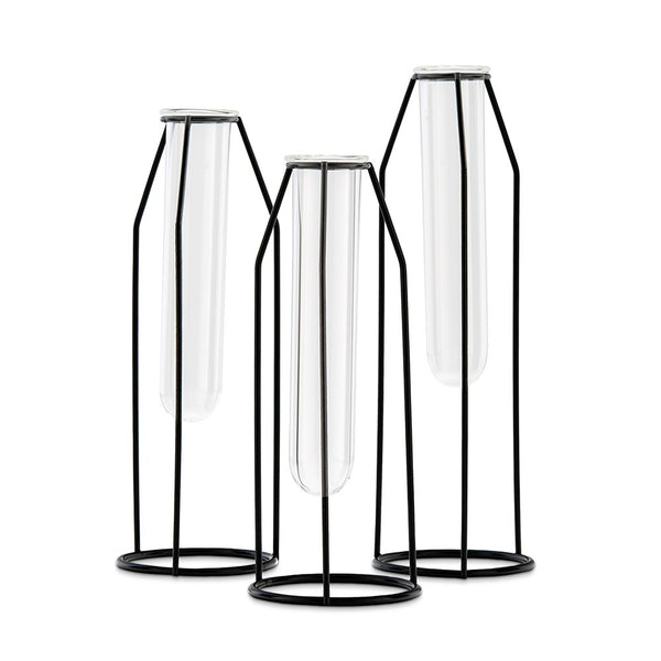 Geometric Tiered Test Tube Flower Vases - Set Of 3