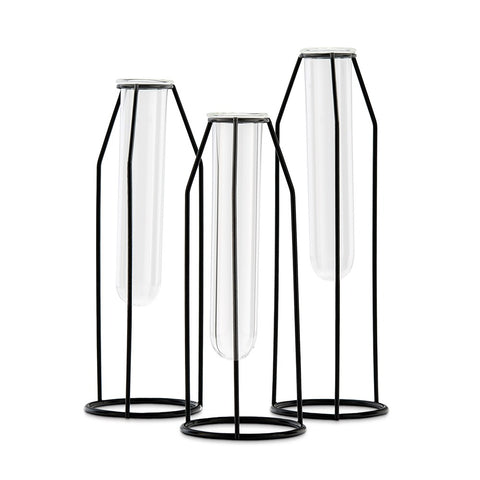 Geometric Tiered Test Tube Flower Vases - Set Of 3