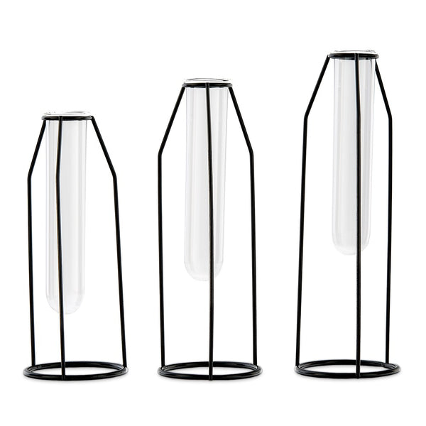 Geometric Tiered Test Tube Flower Vases - Set Of 3