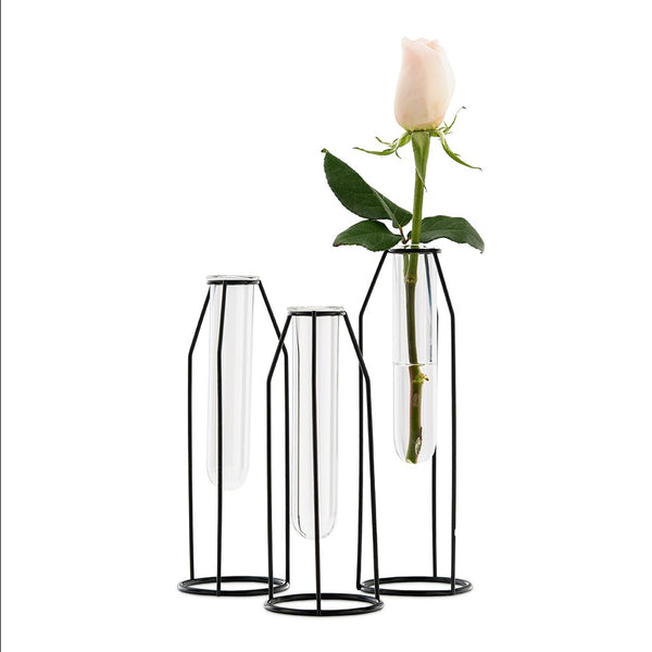 Geometric Tiered Test Tube Flower Vases - Set Of 3