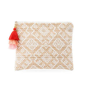 Women's Personalized Geo Tribal Print Makeup Bag - White