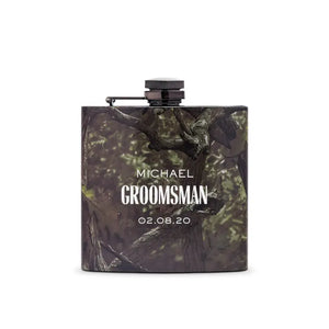 Personalized Camo Hip Flask Wedding Gift - Modern Groomsman