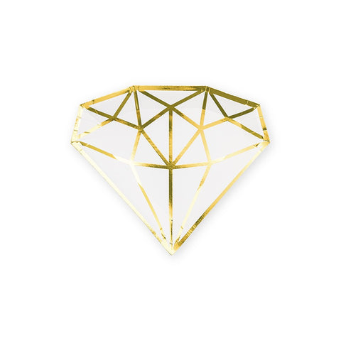 Small Diamond Disposable Paper Party Plates - Gold - Set Of 8