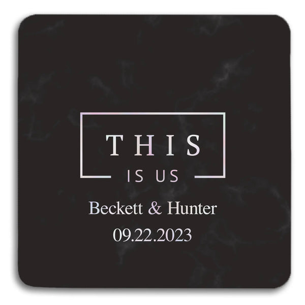 Personalized Marble Paper Coasters - Square - Same Sex