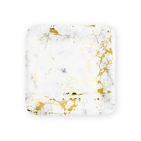 Small Square Disposable Paper Party Plates - Geo Marble - Set Of 8