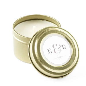 Personalized Gold Tin Candle Wedding Favor - Classic Script