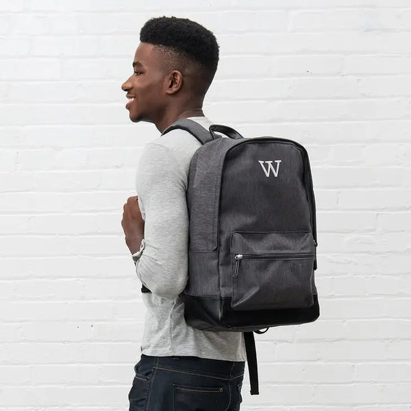 Personalized Classic Backpack With 15" Laptop Sleeve - Heathered Black