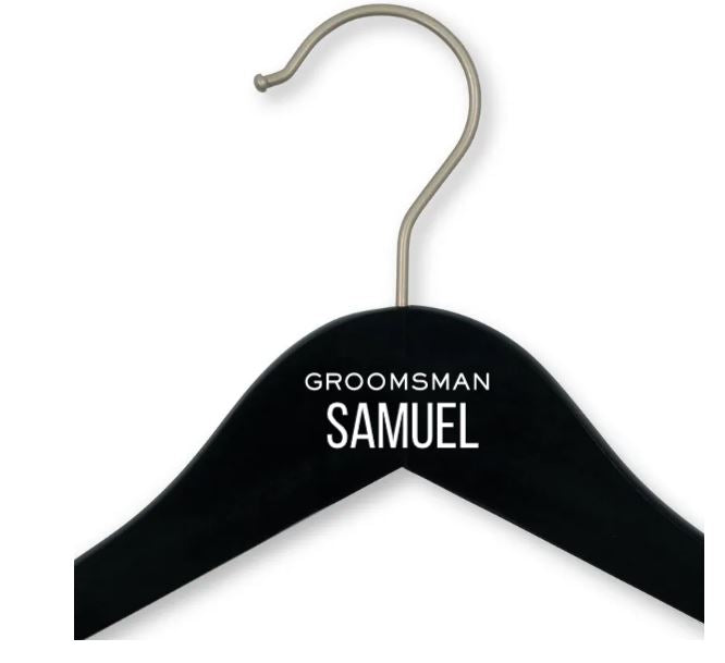 Personalized Wooden Wedding Party Clothes Hanger - Simple Text