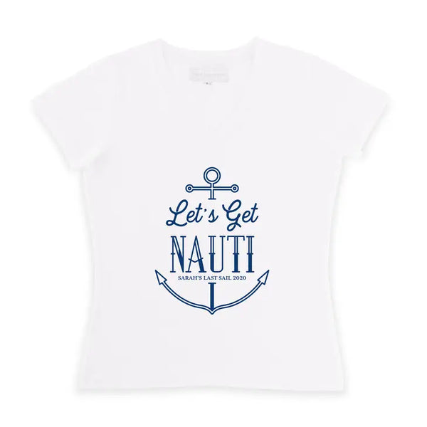 Personalized Bridal Party Wedding T-Shirt - Let's Get Nauti