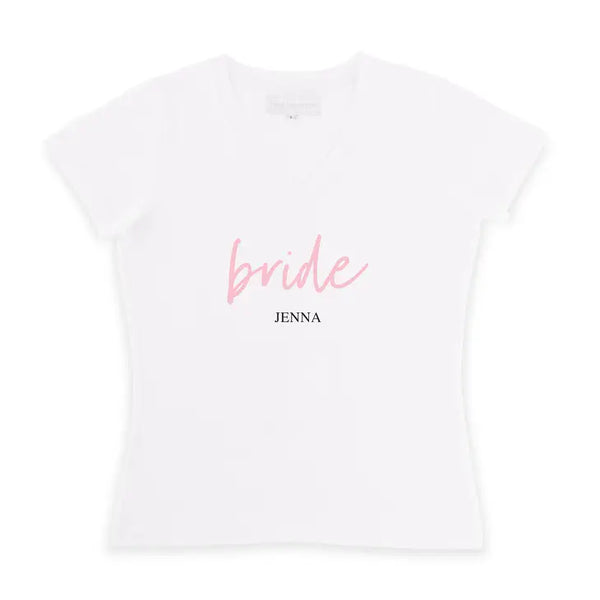 Personalized Bridal Party Wedding T-Shirt - Bride Script