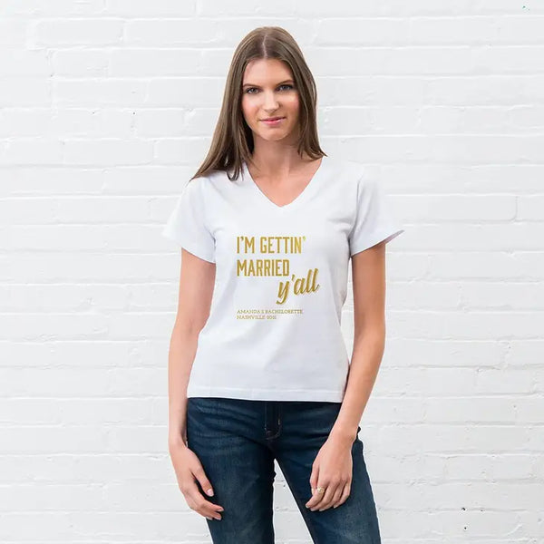 Personalized Bridal Party Wedding T-Shirt - Gettin' Married Y'all