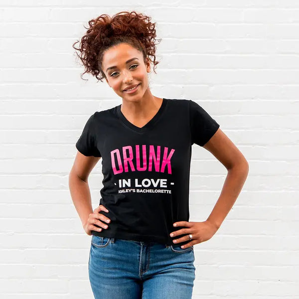 Personalized Bridal Party Wedding T-Shirt - Drunk In Love