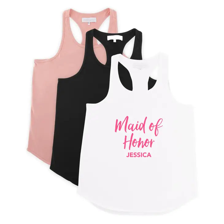 Personalized Bridal Party Wedding Tank Top - Maid Of Honor