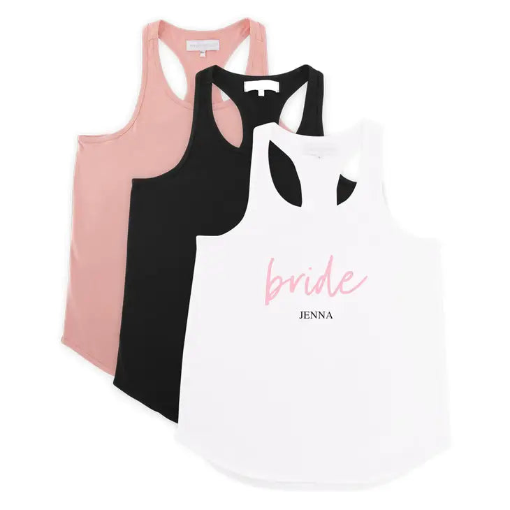 Personalized Bridal Party Wedding Tank Top - Bride Script