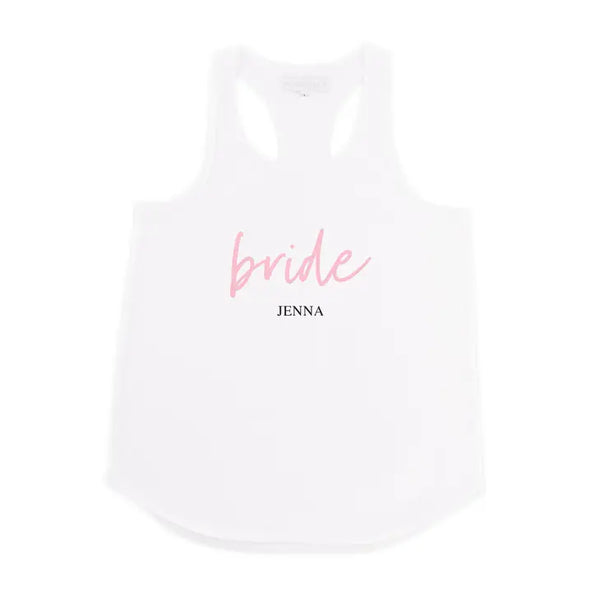 Personalized Bridal Party Wedding Tank Top - Bride Script