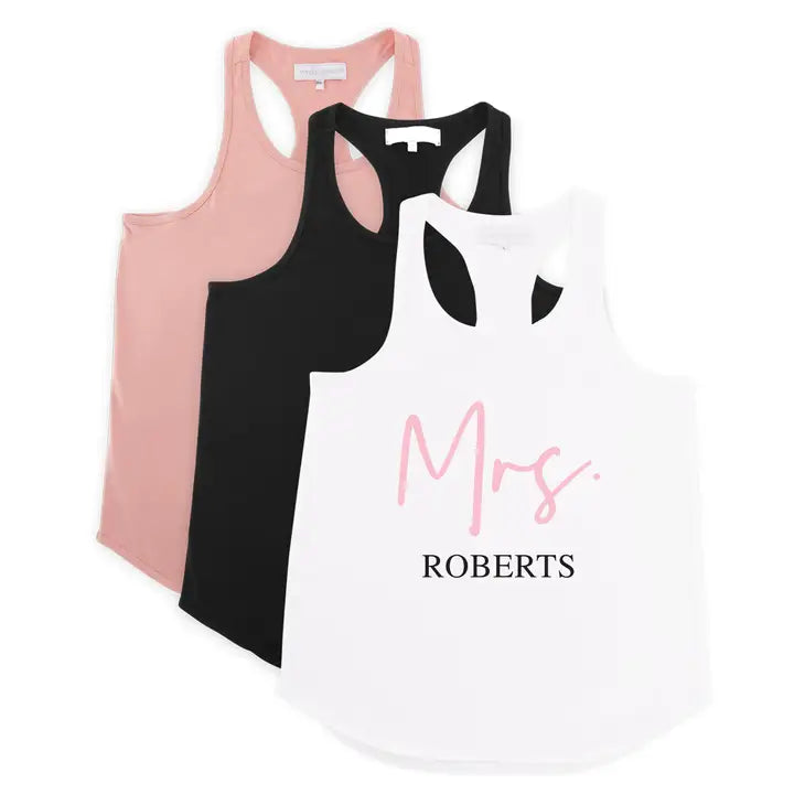 Personalized Bridal Party Wedding Tank Top - Mrs. Script