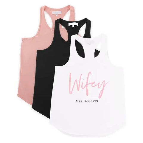 Personalized Bridal Party Wedding Tank Top - Wifey Script