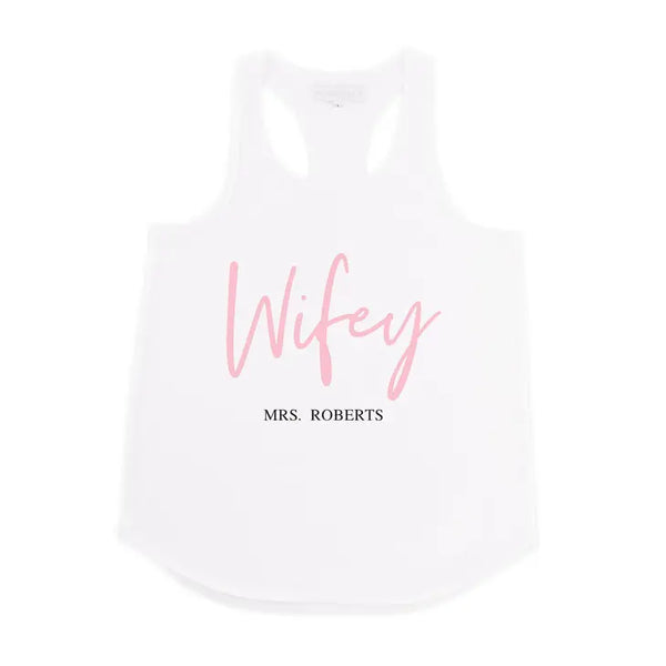 Personalized Bridal Party Wedding Tank Top - Wifey Script