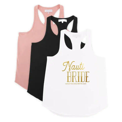 Personalized Bridal Party Wedding Tank Top - Nauti Bride