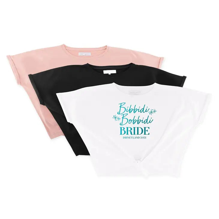 Personalized Bridal Party Tie-Up Wedding Shirt - Bibbidi Bobbidi Bride