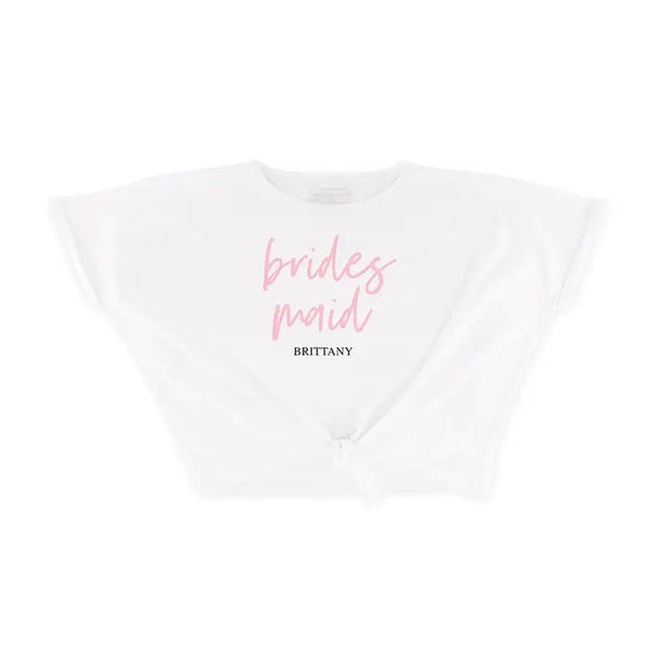 Personalized Bridal Party Tie-Up Wedding Shirt - Bridesmaid Script