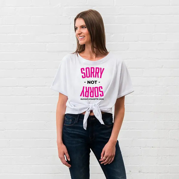 Personalized Bridal Party Tie-Up Wedding Shirt - Sorry Not Sorry