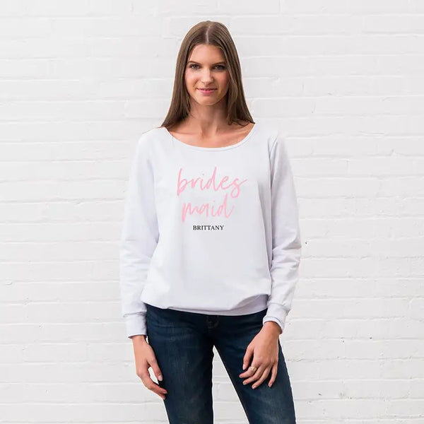 Personalized Bridal Party Wedding Sweatshirt - Bridesmaid Script