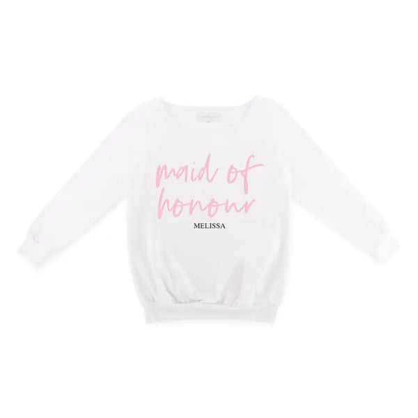 Personalized Bridal Party Wedding Sweatshirt - Maid Of Honour Script