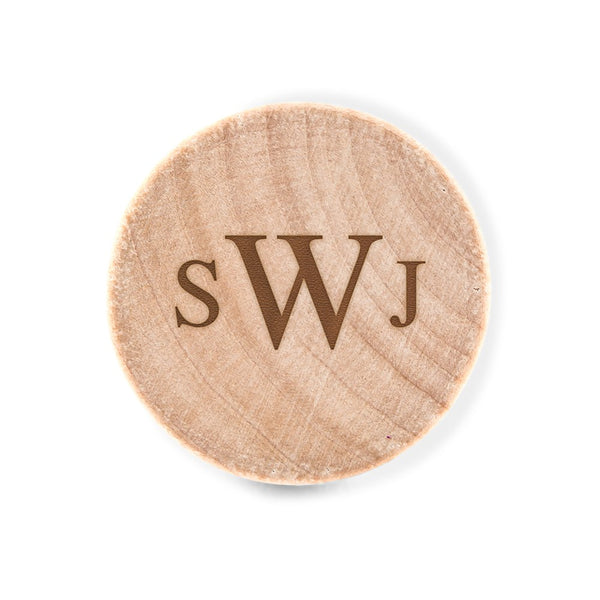 Custom Engraved Reusable Wooden Bottle Stopper - Traditional Monogram