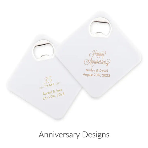 Personalised Plastic Drink Coaster Favour With Bottle Opener - Anniversary | More Occasions