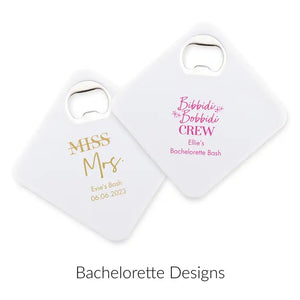 Personalised Plastic Drink Coaster Wedding Favour With Bottle Opener - Bachelorette | More Occasions