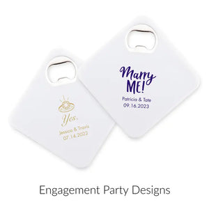 Personalised Plastic Drink Coaster Wedding Favour With Bottle Opener - Engagement Party | More Occasions