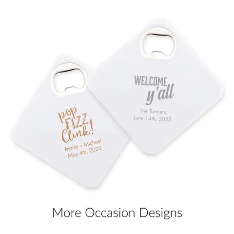 Personalised Plastic Drink Coaster Favour With Bottle Opener - More Occasions