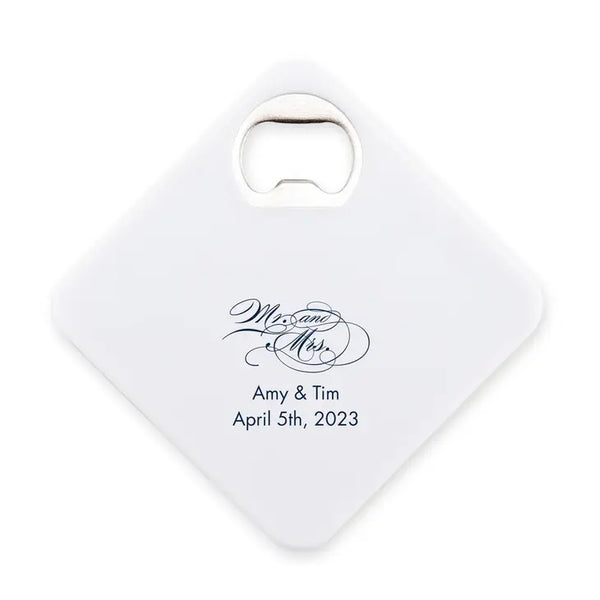 Personalized Plastic Drink Coaster Wedding Favour With Bottle Opener - Wedding | More Occasions