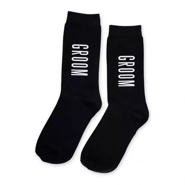 Men's Black Wedding Party Dress Socks - Groom