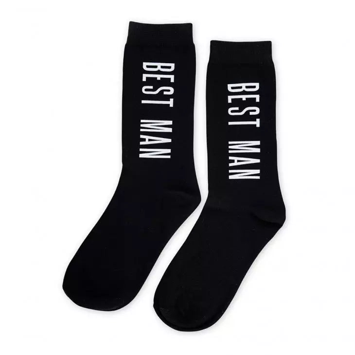 Men's Black Wedding Party Dress Socks - Best Man