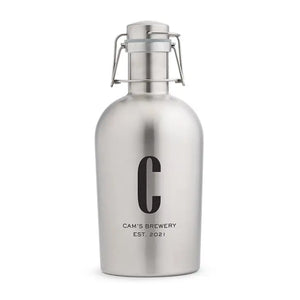 Personalized Stainless Steel Flip-Top Beer Growler - Sans Serif Monogram