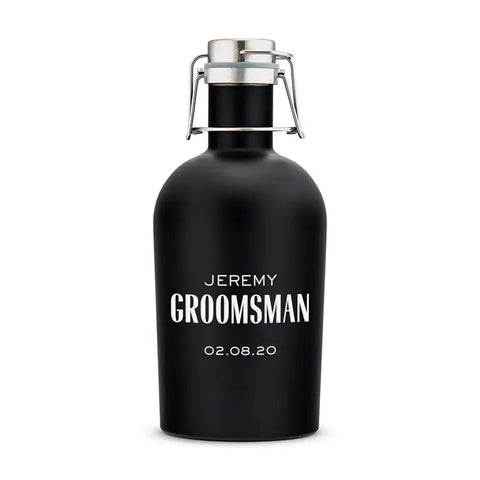 Personalized Stainless Steel Flip-Top Beer Growler - Modern Groomsman