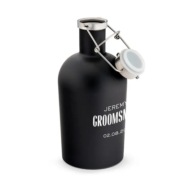 Personalized Stainless Steel Flip-Top Beer Growler - Modern Groomsman