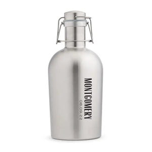 Personalized Stainless Steel Flip-Top Beer Growler - Vertical Text Monogram