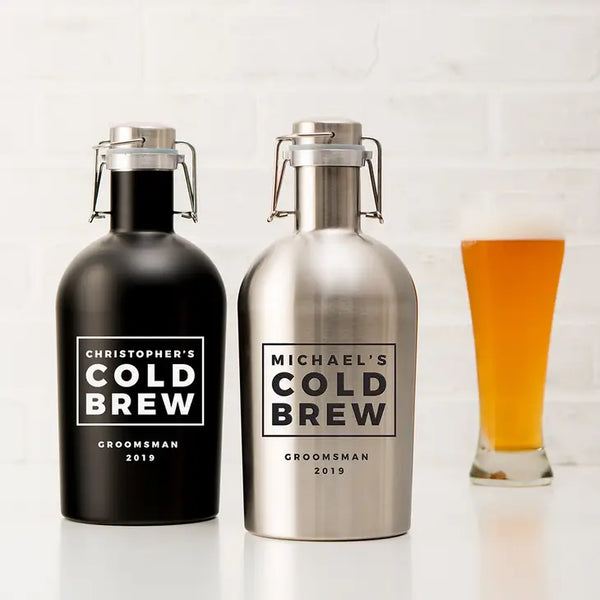 Personalized Stainless Steel Flip-Top Beer Growler - Cold Brew