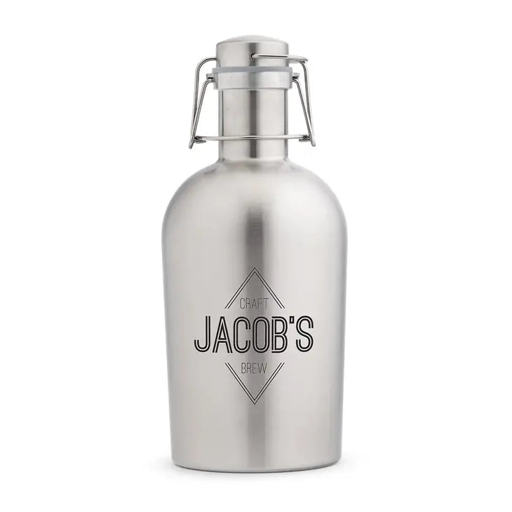 Personalized Stainless Steel Flip-Top Beer Growler - Diamond Emblem