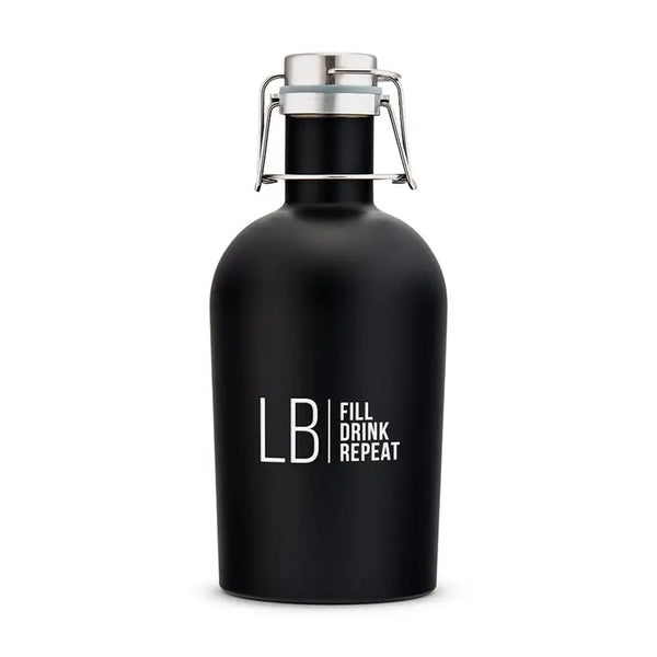 Personalized Stainless Steel Flip-Top Beer Growler - Modern Monogram & Text