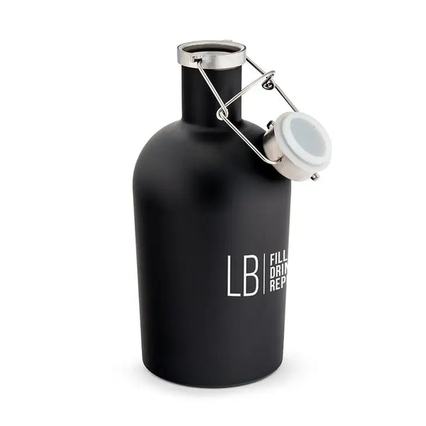 Personalized Stainless Steel Flip-Top Beer Growler - Modern Monogram & Text