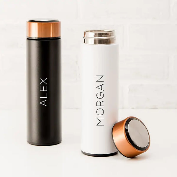 Personalized Stainless Steel Cylinder Travel Bottle - Contemporary Vertical