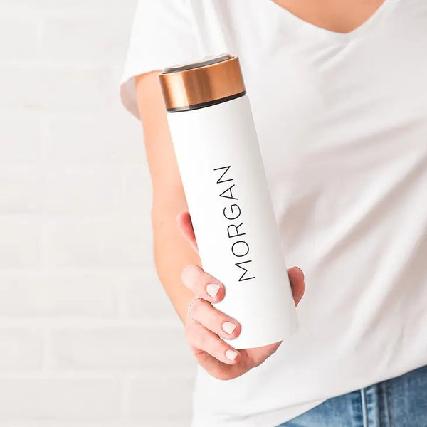 Personalized Stainless Steel Cylinder Travel Bottle - Contemporary Vertical