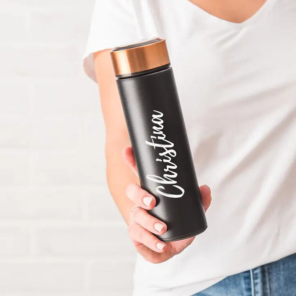 Personalized Stainless Steel Cylinder Travel Bottle - Calligraphy