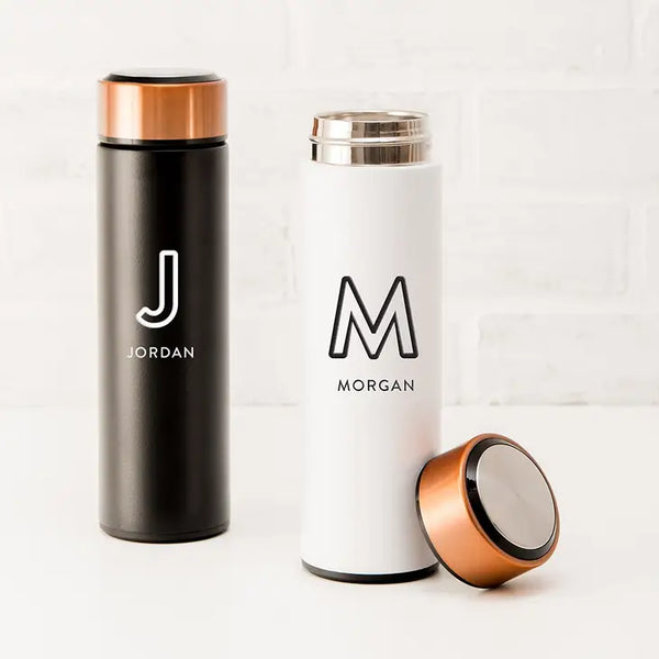 Personalized Stainless Steel Cylinder Travel Bottle - Line Initial