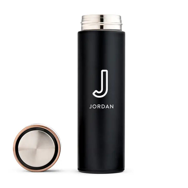 Personalized Stainless Steel Cylinder Travel Bottle - Line Initial