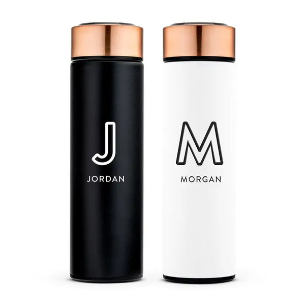 Personalized Stainless Steel Cylinder Travel Bottle - Line Initial